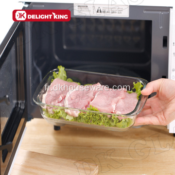 Plat de cuisson en verre haut borosilicate avec couvercle